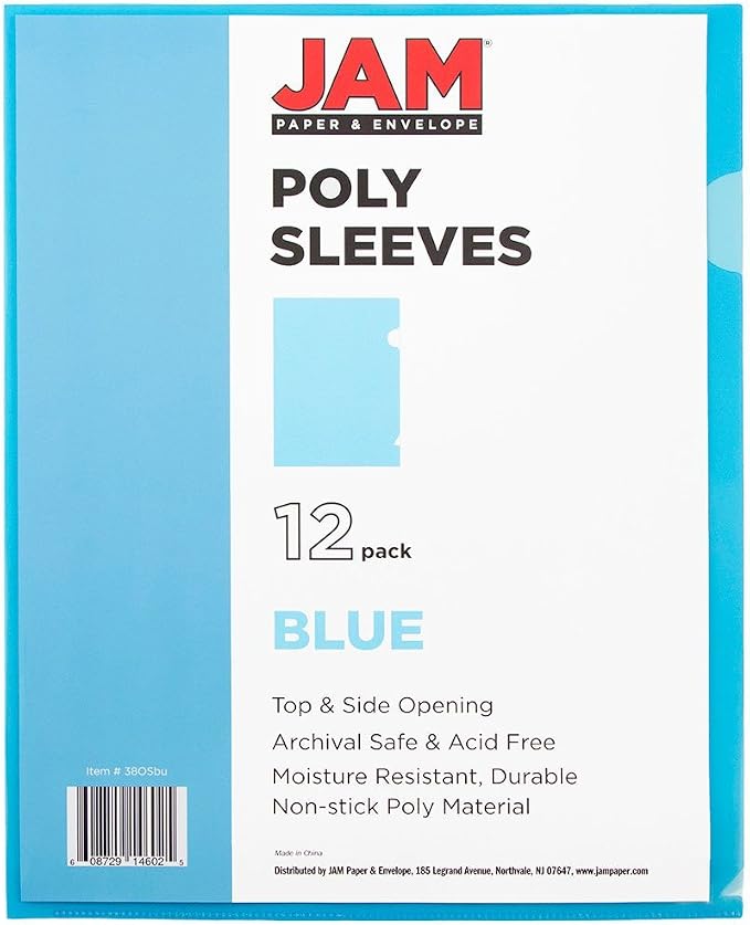 JAM PAPER Plastic Sleeves - Letter Sized - 9 x 11 1/2 - Blue Project Pockets - 12 Page Protectors/Pack - Image 3