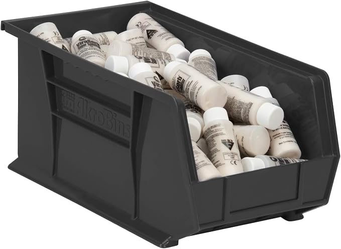 Akro-Mils 30240 AkroBins Plastic Storage Bins, 15"x8"x7", Black, 12-Pack | Space-Saving Stackable Bins for Garage, Pantry, Craft Organization - Image 10
