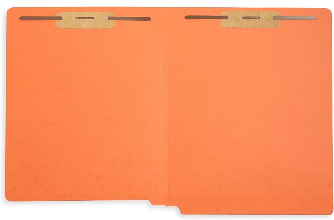 Blue Summit Supplies 50 Orange End Tab Fastener File Folders, Letter Size | Durable 11pt orange paper, straight cut end tabs, 2 prong fasteners, medical files, receipts, office reports - Image 5