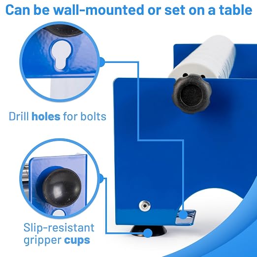IDL Packaging 18" Manual Label and Tape Dispenser, 2" and Up Core Size, Adjustable Roll Width - Tabletop & Wall-Mounted Multi Roll Holder - Industrial Grade Steel Construction - Image 6