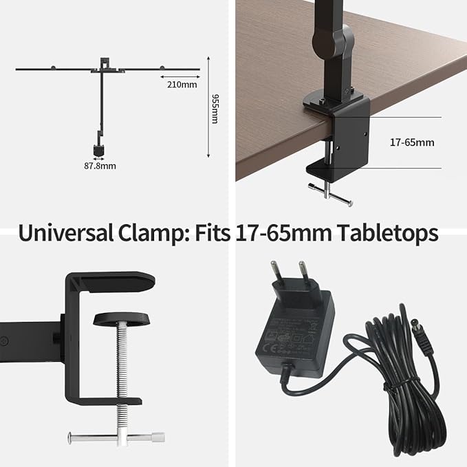 41" Led Desk Lamp with Clamp, Architect Desk Lamp,24W Ultra Bright Auto Dimming Computer Light，Eye-Caring Task Lamp for Home Office, Reading, Study, Dual Monitors, Workbench (Black)