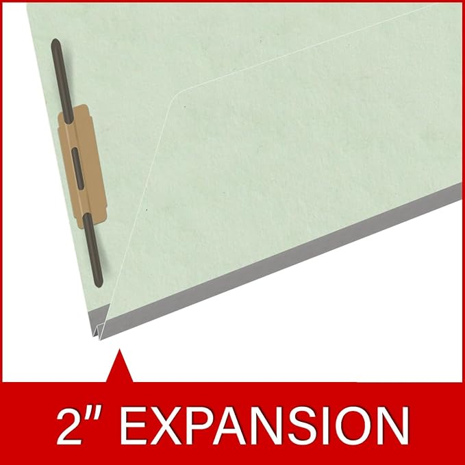 Ecom Folders End Tab Pressboard File Folders | Legal Size 25 Pt Stock with 2" Tyvek Expansion | Full Cut Tabs for Medical Charts, Legal Documents & Office Records | Pale Green, Box of 25 - Image 7