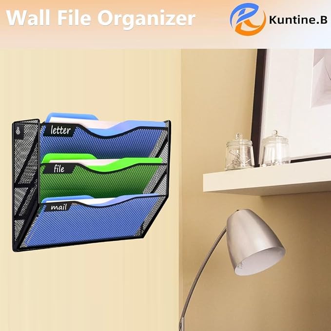 Kuntine.B Wall File Organizer Office Hanging Magazine Holder Wall File Organizer for Office Home - Image 6
