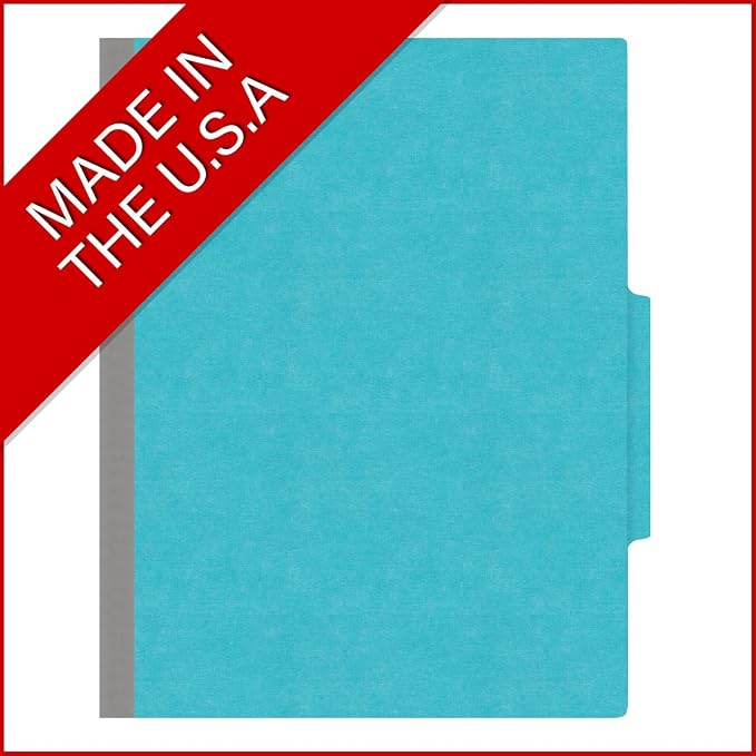 Heavy Duty End Tab Color Folders, 2/5 Cut ROC Top Tab, Letter Size, 1 Divider, Light Blue (Box of 10) - Image 5