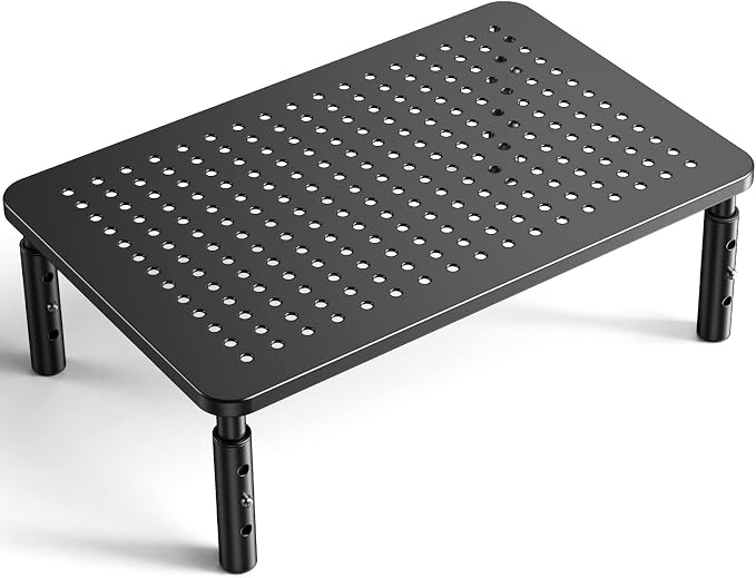 Monitor Stand, Monitor Riser 3 Height Adjustable, Laptop Stand Desk With Metal Vented Platform, Computer Stand for Printer, Laptop, PC Tower, Laptop Stand for Office & Home by LORYERGO