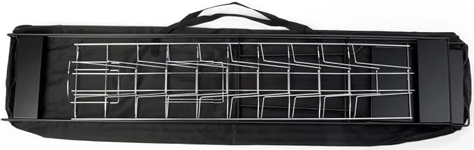 Displays2go Portable Magazine Rack, Black, 54" h Floor-standing | 10 Pockets for 8.5x11 Catalogs, Carry Bag Included, Tiered Design, Steel, NCYBRCHBLK - Image 3