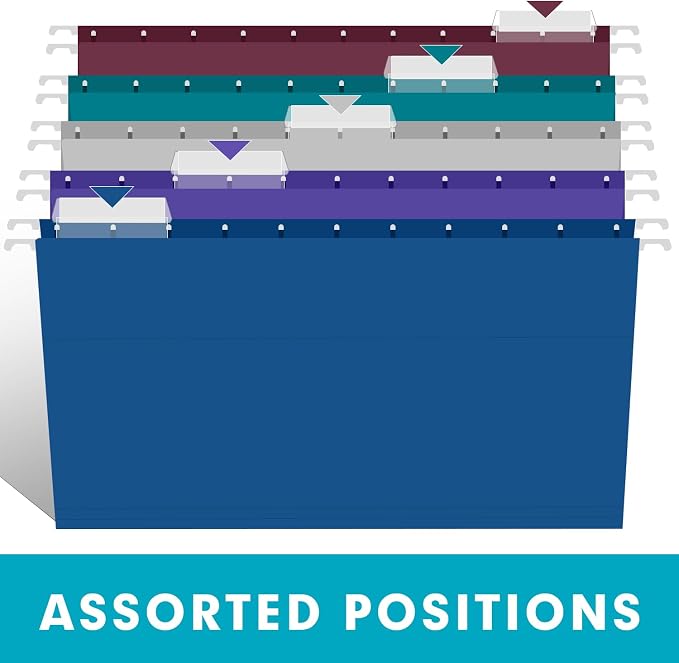 Hanging File Folders, RAZCC 60 Pack Reinforced Hanging Folders Legal Size, Designed for Bulky Files, Filing Cabinet, Adjustable Tabs, Assorted Colors - Image 4