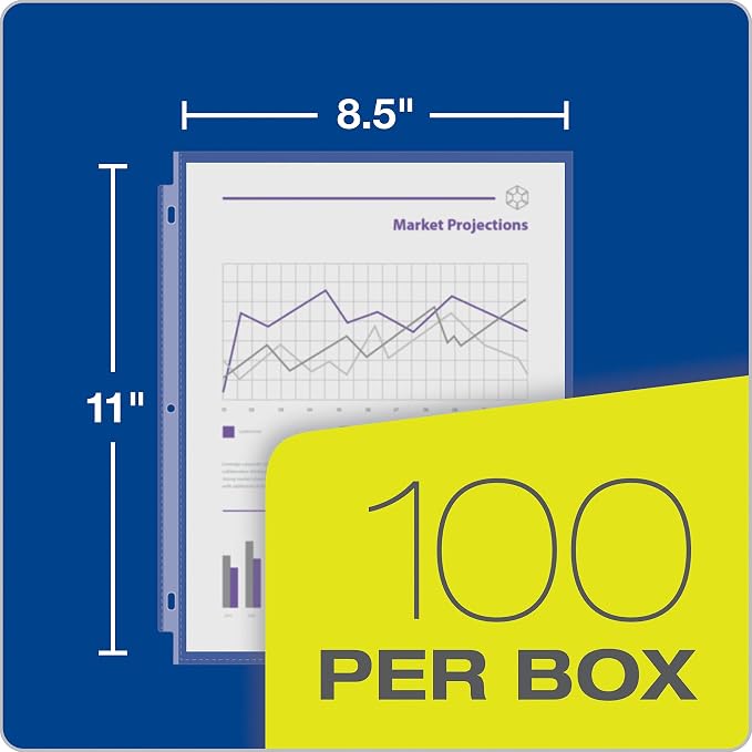 Oxford Sheet Protectors, Clear Finish, Page Protectors for 3 Ring Binder,Top Load, Letter Size Plastic Sleeves, Reinforced 3 Hole Punch for Binders, 100 per Box (33267) - Image 4