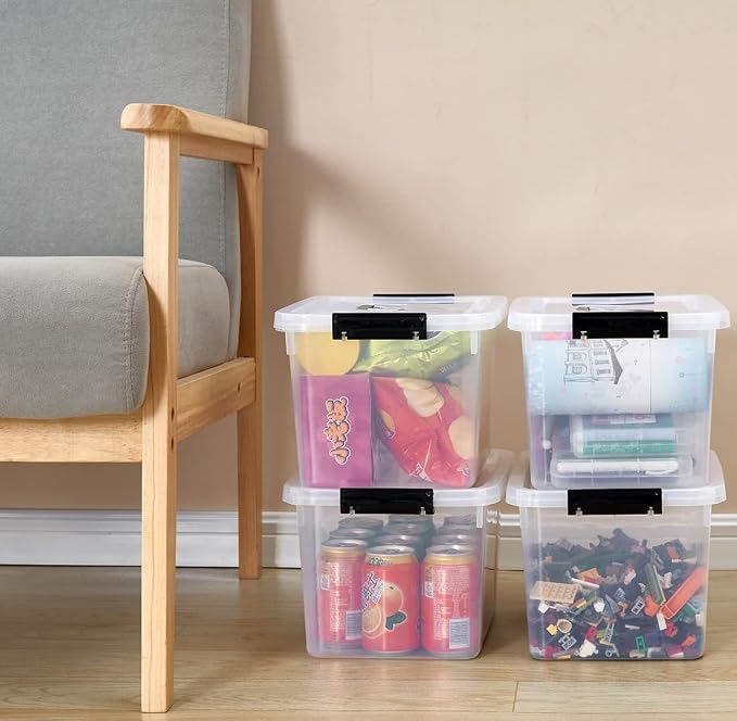 Clear Storage Latch Box 12 Quart, Plastic Organizing Box/Bin with Lid and Black Handles, 6-Pack - Image 6