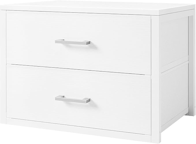 BOLUO Stackable Storage Drawers Closet Organizers and Storage Bins Fabric White 2 Drawer Dresser for Bedroom Office Modern by BOLUO