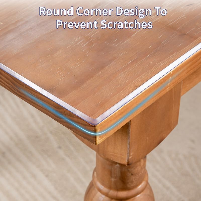 48 x 108 Inch Clear Table Cover Protector, 2mm Thick Clear Table Protector for Dining Room Table, Plastic Table Cover, Waterproof Table Pad for Kitchen, Office - Image 3