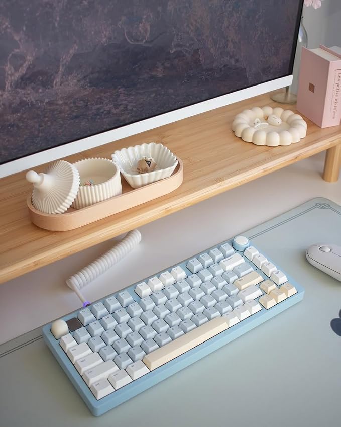 Bamboo Dual Monitor Stand Riser, Natural Desktop Shelf with Storage | 39.37-Inch Wide, Under-Shelf Storage for Keyboard, Mouse and Laptop, Fits Two 24-Inch Monitors in Home Office - Image 5