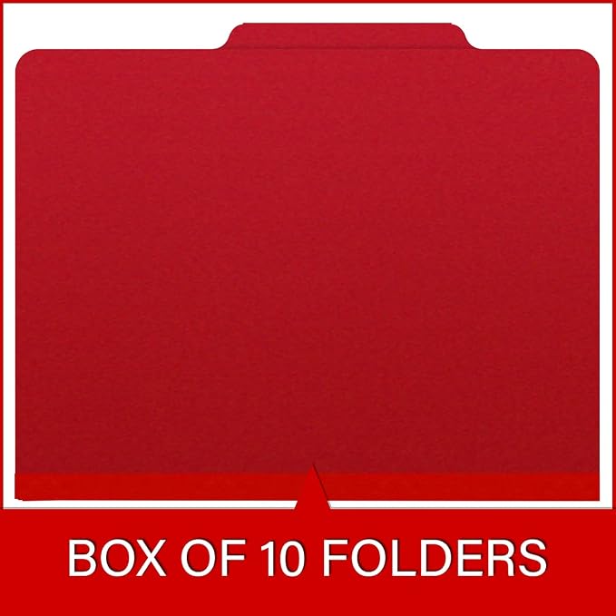 25 Pt. Pressboard Classification Folders, 2/5 Cut ROC Top Tab, Letter Size, No Dividers, Deep Red (Box of 25) - Image 6