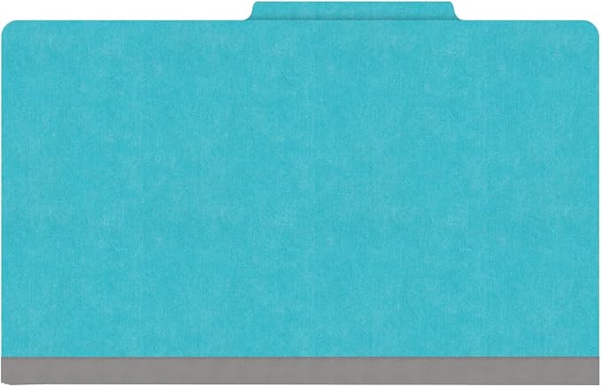 18 pt Heavy Duty Top Tab Color Folders, 2/5 Cut ROC Top Tab, Legal Size, 2 Dividers, Light Blue (Box of 10) - Image 3