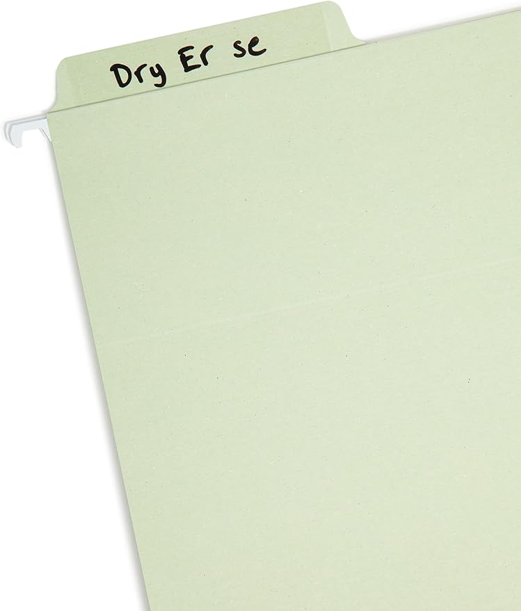 Smead Erasable FasTab Hanging File Folder, 1/3-Cut Built-in Tab, Letter Size, Moss, 20 per Box (64032) - Image 4