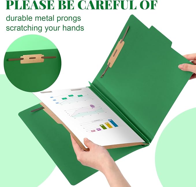 48 Pcs Skyygemm Classification Folder Letter Size, 1 Divider,Dark Green | Back to School Supplies, File Organizer with Fastener, Expanding File Organizer Bulk for Office Employee, Staff, Teacher - Image 4