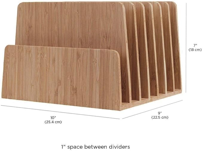 MobileVision Bamboo Desktop 7–Slot File Folder Organizer & Drawer Combo Storage for Office Supplies & Stationary items - Image 5