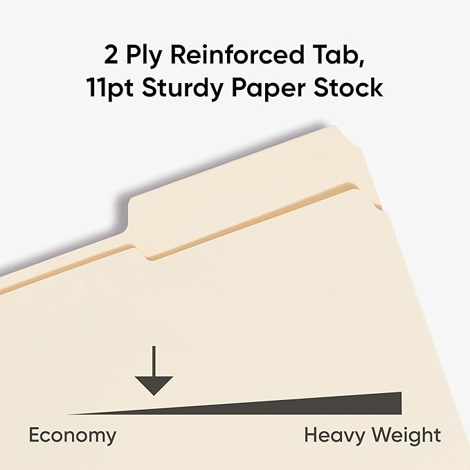 Smead File Folders Letter Size,Reinforced 1/3-Cut Tab,Assorted Positions,Letter Size,Manila Folders 8.5 x 11,100 per Box (10334),(Pack of 5) - Image 4