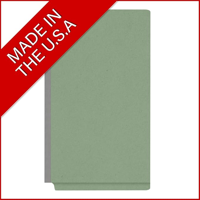 Ecom Folders End Tab Pressboard Classification Folders | Legal Size 25 Pt Stock with 2 Dividers and 2" Tyvek Expansion | Medical, Legal & Office Records Organizer | Green, Box of 10 - Image 5