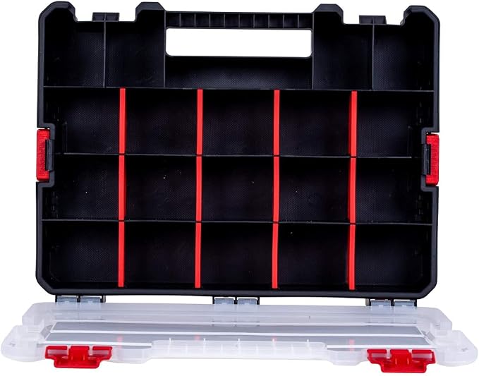 Small Parts Organizer Box – Stackable Hardware Storage Case with 20 Compartments & 12 Dividers – Heavy-Duty Nylon Screw, Drill Bit, Nut & Bolt Organizer for Garage, Toolbox, Workshop - Image 7