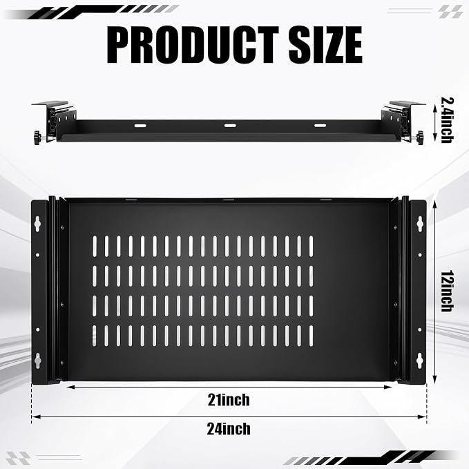Sliding Under Desk Laptop Mount Shelf with Air Vents 21'' W x 12'' D Metal Under Desk Slide Out Tray Laptop Storage Tray for Home Office Standing Desks Workstations Cabinet Gaming - Image 3