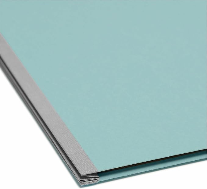 Smead Pressboard Classification File Folder with SafeSHIELD Fasteners, 2 Dividers, 2" Expansion, Letter Size, Blue, 10 per Box (14030) - Image 6