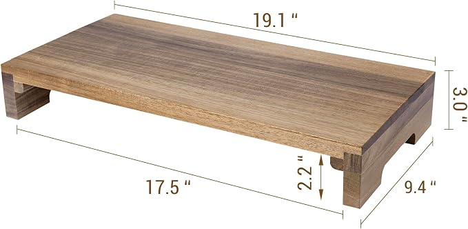 MyGift Premium Acacia Solid Wood Desk Monitor Stand, Laptop Riser & Keyboard Storage – Wooden Desktop Organizer for Screen Display and Workspace Organization - Image 5