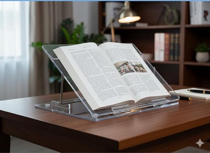 Table Top Elevator, Adjustable in Line Document Holder Ergonomic Slanted Writing and Reading Stand for Desktop (Transparent Clear, 12 x 16 inch) - Image 4