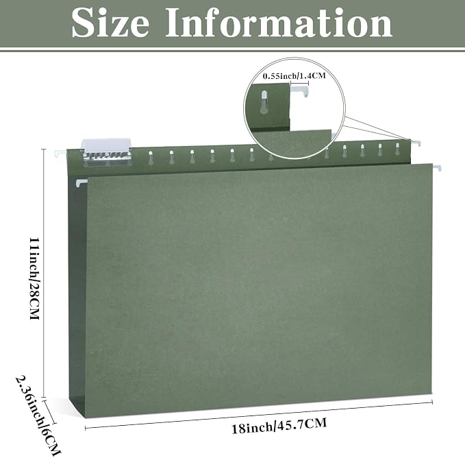 25 Pack 11×17 Expanding Hanging File Folders for Filing Cabinet 1/5 Cut Heavy Duty Hang Folders with Plastic Tabs & Label Cards Extra Large Hangers File Organizer for 11×17 Paper Engineering Document - Image 2