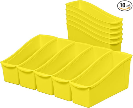 ECR4Kids Linking Plastic Storage Book Bin, Multipurpose Organization, Neon Yellow, 10-Piece by ECR4Kids