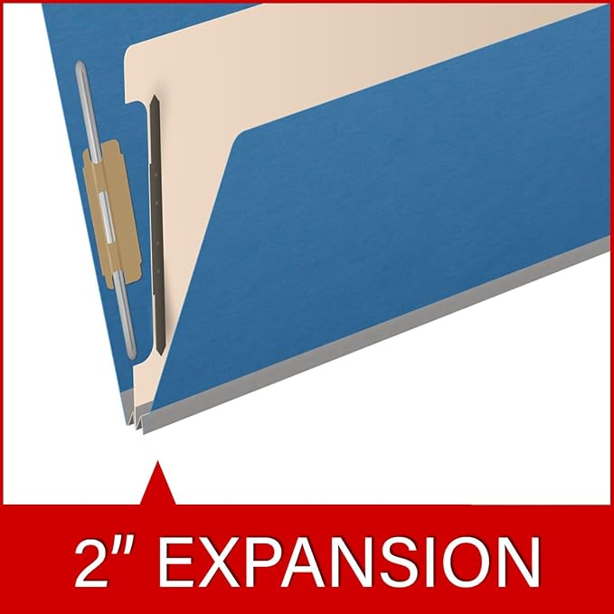 Ecom Folders Top Tab Pressboard Classification Folders | Legal Size 25 Pt Stock with 1 Divider | 2/5 Cut ROC Tab for Medical & Office Filing | 4 Filing Sections | Royal Blue, Box of 10 - Image 7