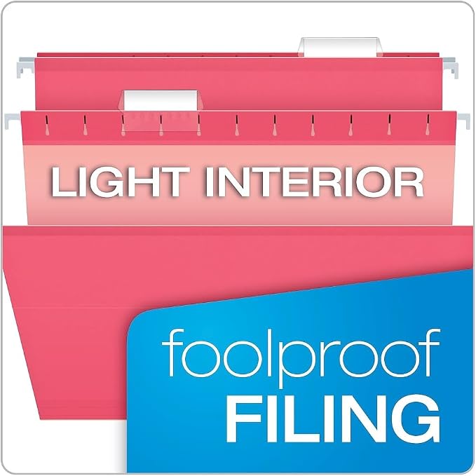 Pendaflex 04153 1/5 PIN Reinforced Hanging Folders, Legal Size, Pink, 1/5 Cut, 25/BX (4153) - Image 7