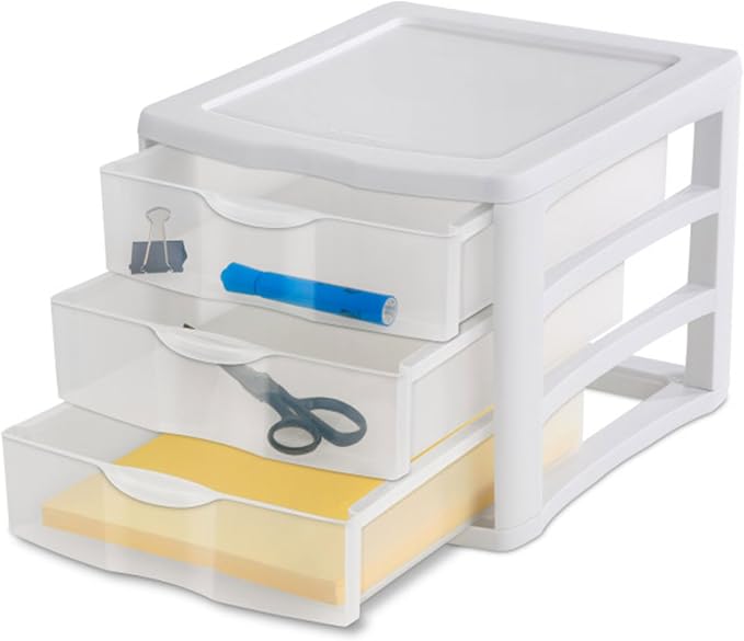 Sterilite 3 Drawer Organizer, Clear Countertop & Desktop Storage, 4 Pack | Organizing Plastic Storage Drawers and Containers for Home, Office, Desk, Clothes, Kitchen, and Pantry - Image 9