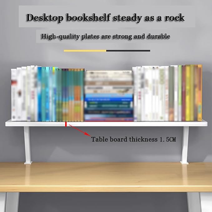 24x7.8 in Clamp on Desk Shelf, Adjustable Floating Desks Shelf Space Saving Desktop Extender Storage Organizer for Office, Dorm, Home Desk Organization, White - Image 6