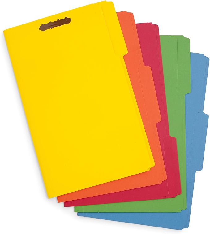Blue Summit Supplies 50 Fastener File Folders, Legal, Heavy Duty, Assorted | Heavy-duty 14pt, reinforced 1/3 top tab, legal size, embedded fasteners, for legal, medical, and office records - Image 8