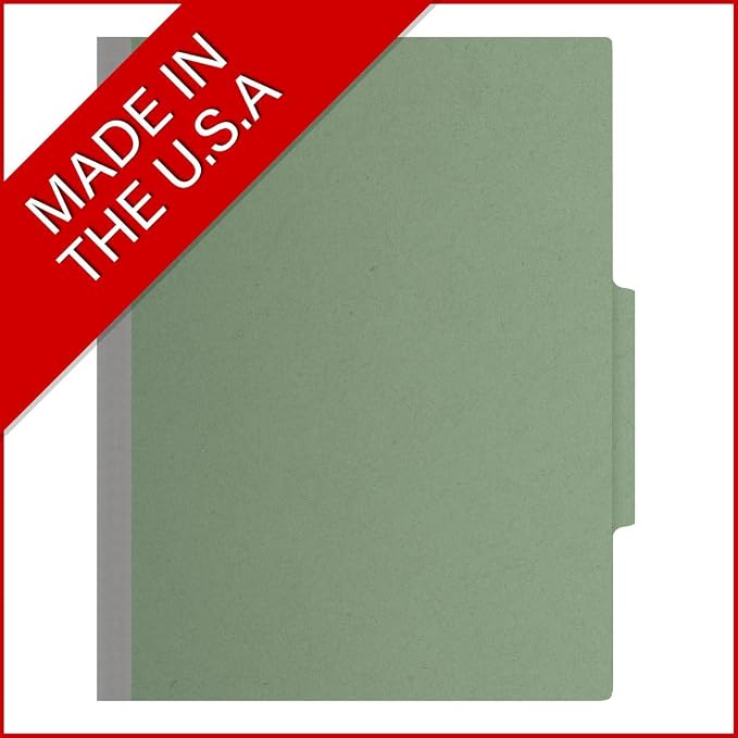 25 Pt. Pressboard Classification Folders, 2/5 Cut ROC Top Tab, Letter Size, 1 Pocket Divider, Green (Box of 10) - Image 5