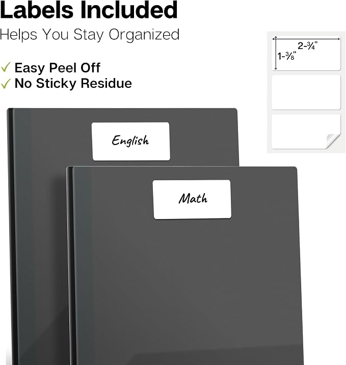 Dunwell Plastic 2-Pocket Folders with 3 Prongs, Black, 2 Pack, Poly | Durable Acid-Free Poly with Fasteners, Long-Term School & Office Use, Includes Labels - Image 5