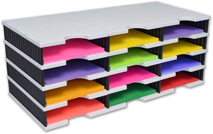 Ultimate Office TierDrop Desktop Organizer, 12 Compartment Sorter, 3-Wide | Sorts documents, forms, mail for office or classroom; modular no-tool assembly design, easily expands with add-on tiers by UltimateOffice