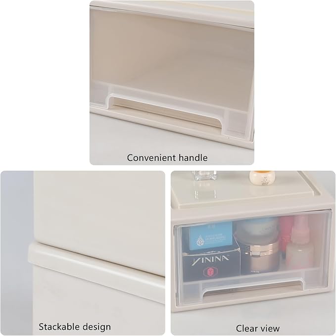 12 Quart Stacking Desktop Storage Drawer Unit Boxes, 4 Packs | Stackable Drawer Bins Organization, Removable, Installation-free - Image 5