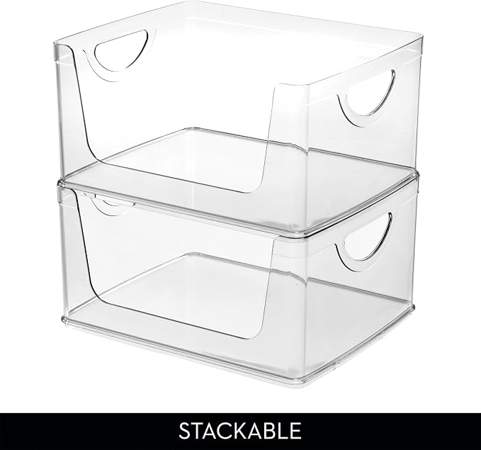 iDesign Stackable Open-Front Storage Bin with Handles, Clear | For Kitchen, Made in USA - Image 5
