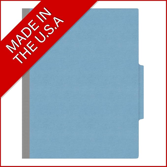 Heavy Duty End Tab Color Folders, 2/5 Cut ROC Top Tab, Letter Size, 2 Divider, Blue (Box of 10) - Image 5