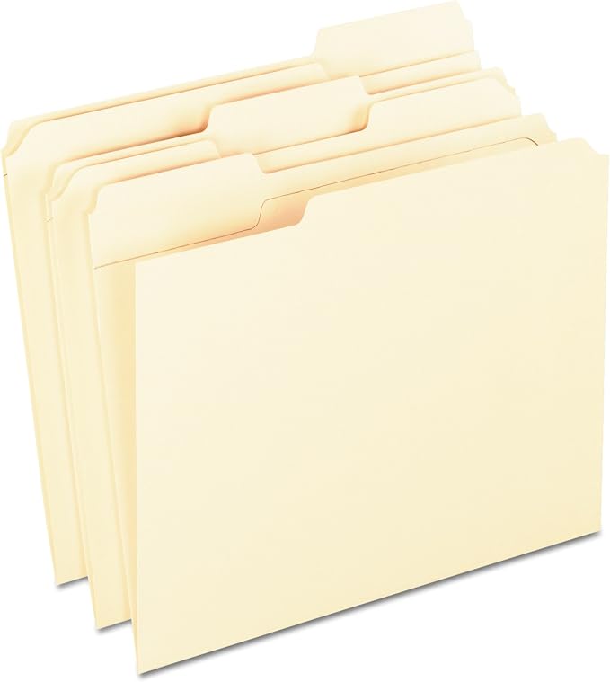 Pendaflex Reinforced File Folders, Letter Size, Manila, 1/3-Cut, 100 Per Box & Hanging File Folders, Letter Size, Standard Green, 1/5-Cut Adjustable Tabs, 25 Per Box - Image 2