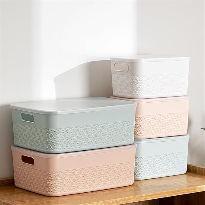 Lidded Storage Bin Organizer | Storage Organizing Container, 4 Liter, Set of 6, Mint - Image 12