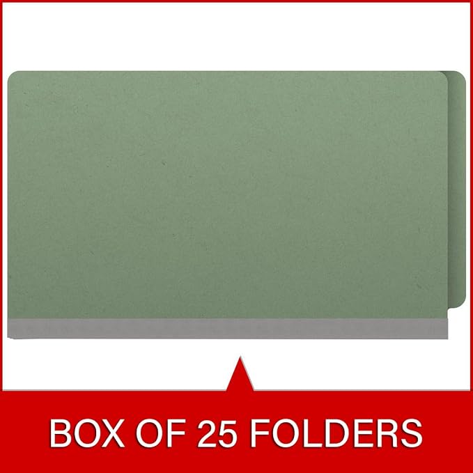 Ecom Folders End Tab Pressboard File Folders | Legal Size 25 Pt Stock with 2" Tyvek Expansion | Full Cut Tabs for Medical Charts, Legal Documents & Office Records | Green, Box of 25 - Image 8