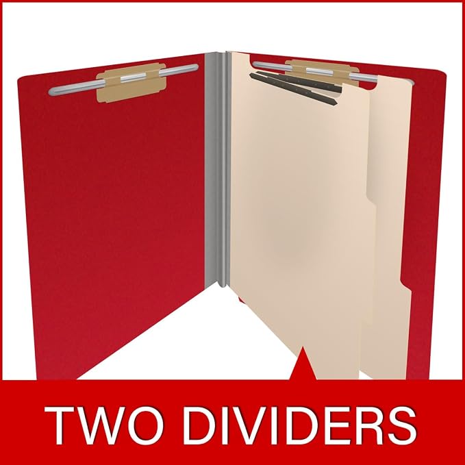 25 Pt. Pressboard Classification Folders, Full Cut End Tab, Letter Size, 2 Dividers, Deep Red (Box of 10) - Image 8