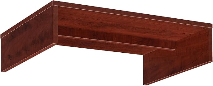 Pemberly Row Small Monitor Riser, 23.75 x 15.75 x 6.5 in, Cherry Finish, Compact Design with Storage Space, Easy Assembly, Perfect for Office Desk or Any Room - Image 3