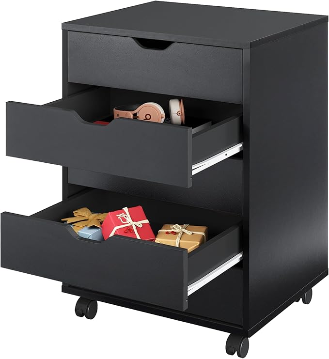 DEVAISE 5-Drawer Filing Cabinet, Under Desk file Cabinet, Black | Wood, Office Storage Cabinet, Printer Stand with Wheels, Drawer Chest, Home Office by DEVAISE