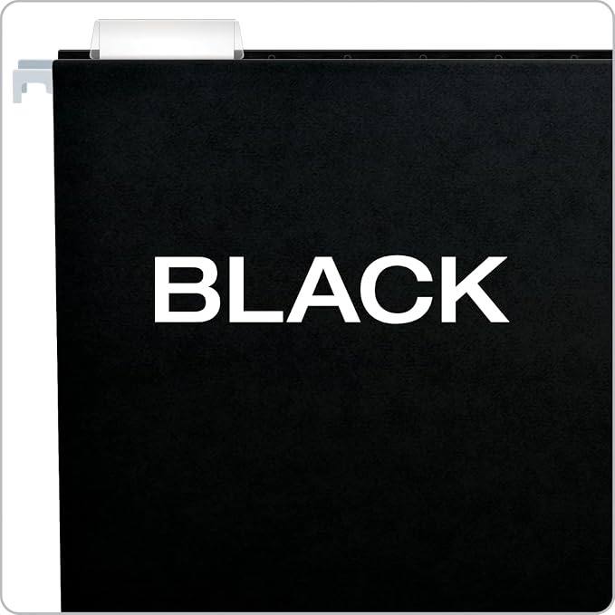 Pendaflex Black Hanging File Folders, 8.5 X 11 Letter Size with 1/5 Cut Adjustable Tabs - 50 Pack - Image 4