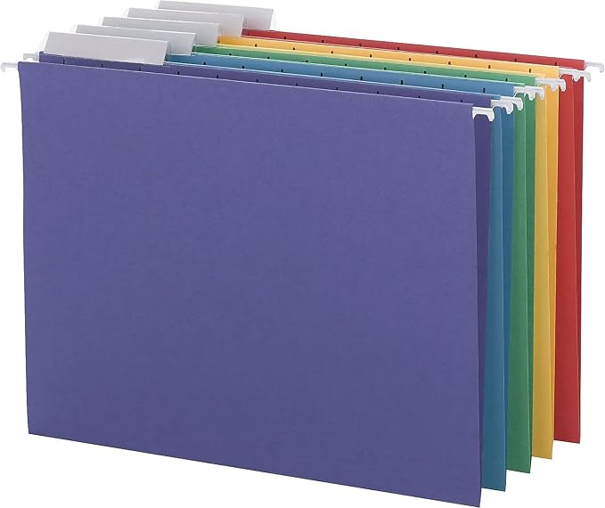 Smead Hanging File Folder with Tab, 1/3-Cut Adjustable Tab, Letter Size, Assorted Colors, 25 per Box (64020) - Image 2