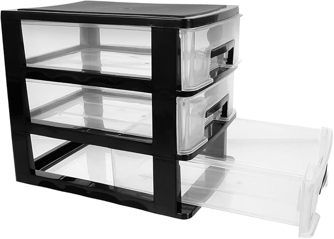 ULTNICE Three Drawer Plastic Storage Organizer Transparent Drawer Type Closet Cabinet for Desk Office Study Living Room Portable Storage Drawers for Organizing Small Items 8.30 X 7.55 X 5.98 in - Image 7